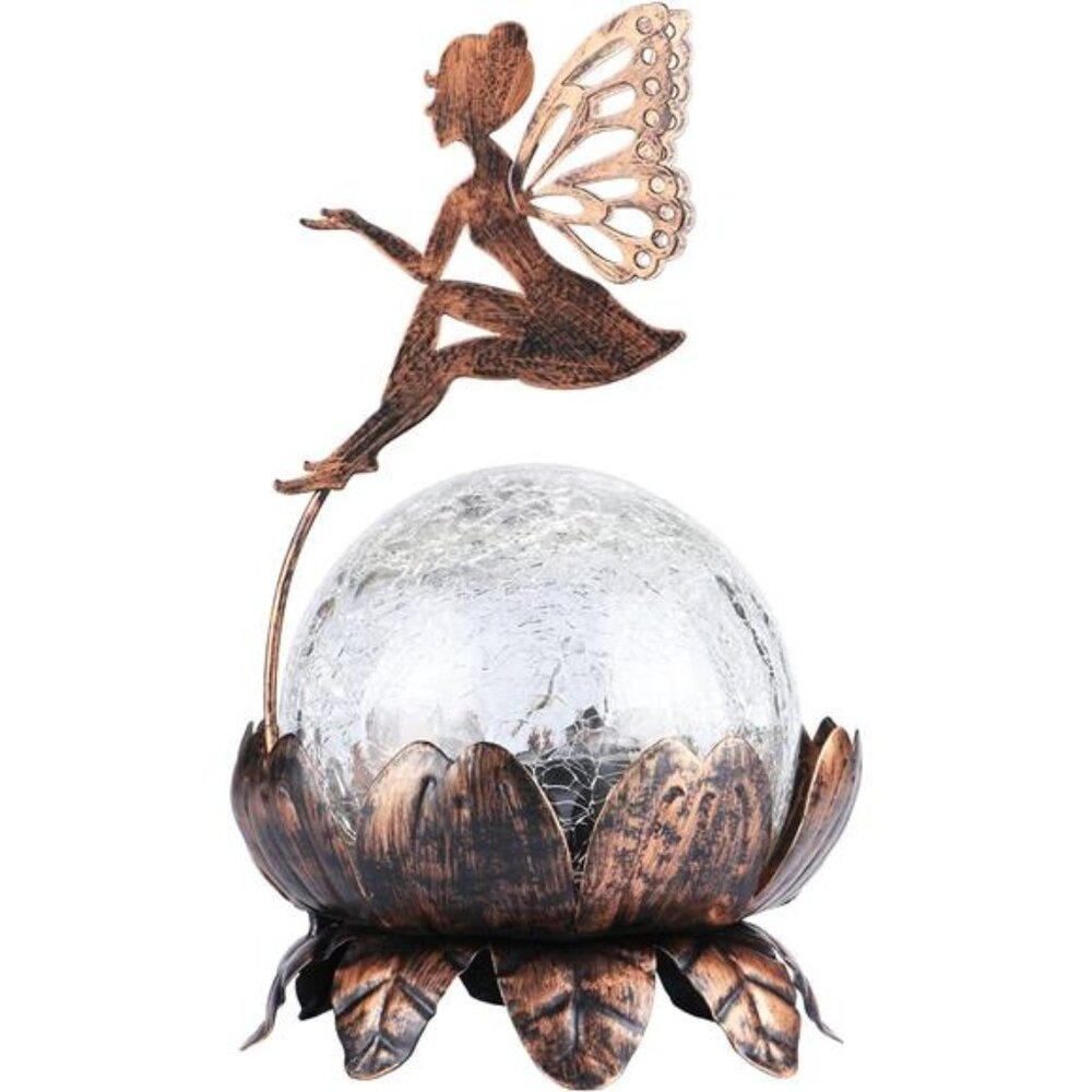 Solar Lantern Fairy Light, Crackle Glass Solar Lights Outdoor LED Waterproof